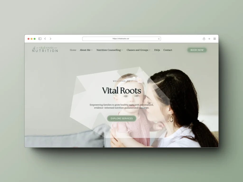 Vital Roots Website Desktop View