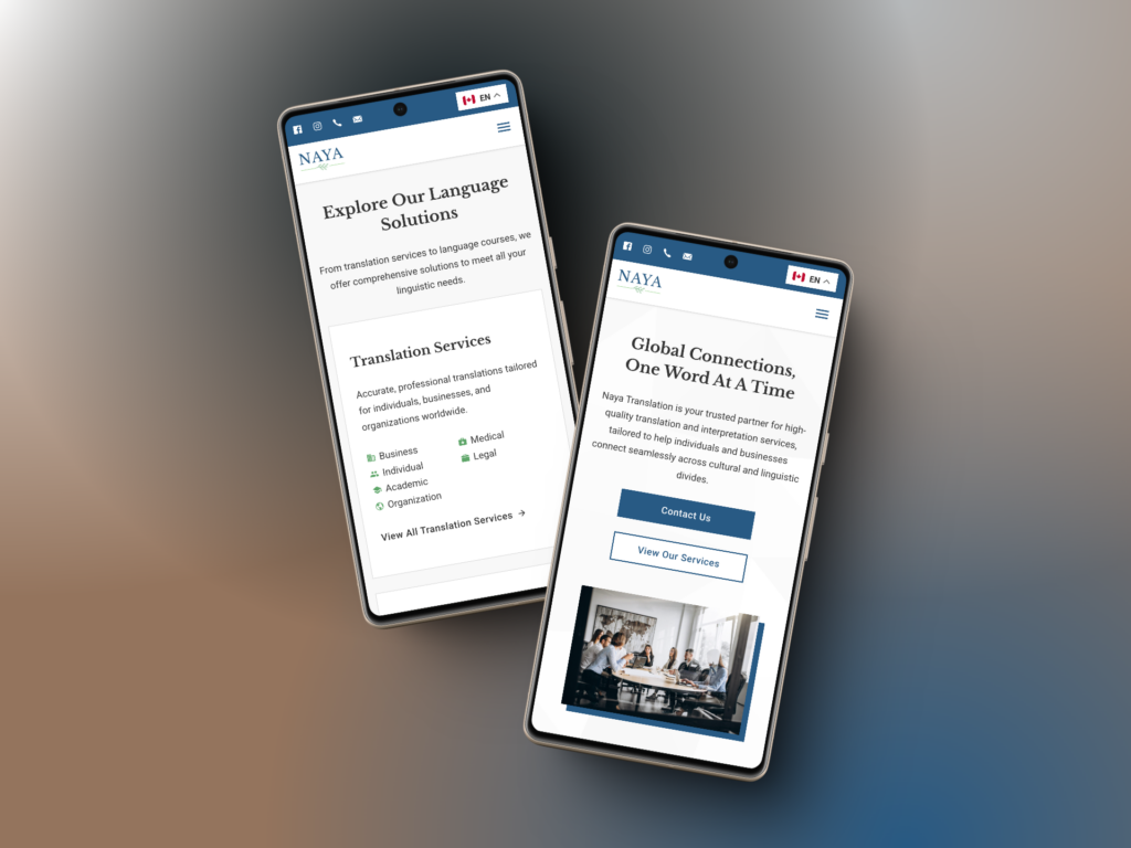 Naya Translation Website Mobile View