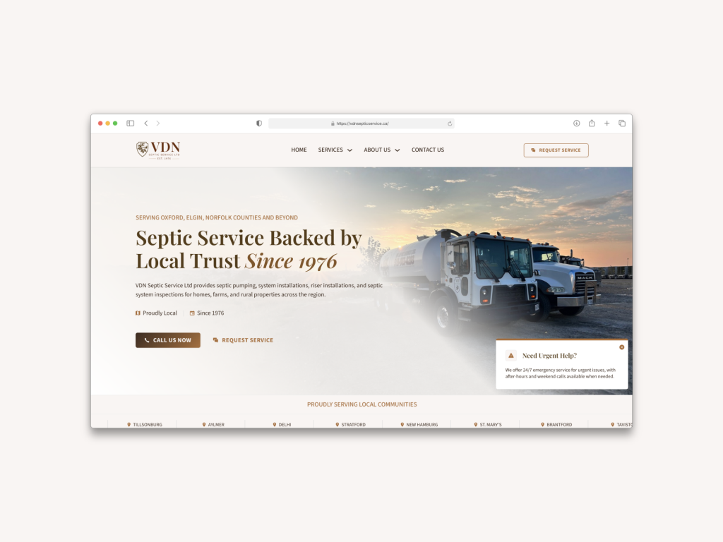 VDN Septic Service Ltd website design