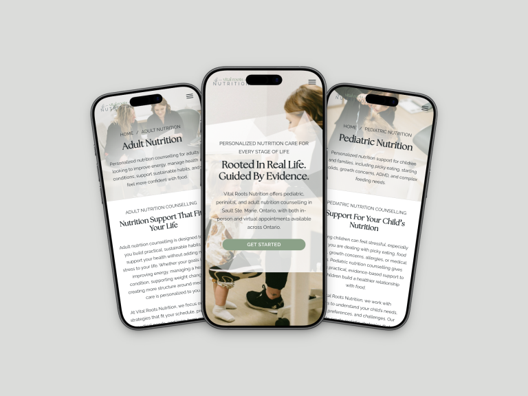 Vital Roots Nutrition website shown on mobile